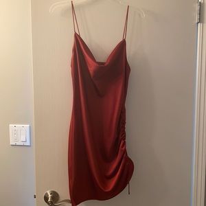 Top Shop Satin Rouched Mini-Dress